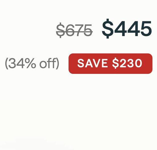 Caraway: $675 crossed out, $445 in bold, Save $230 in red.
