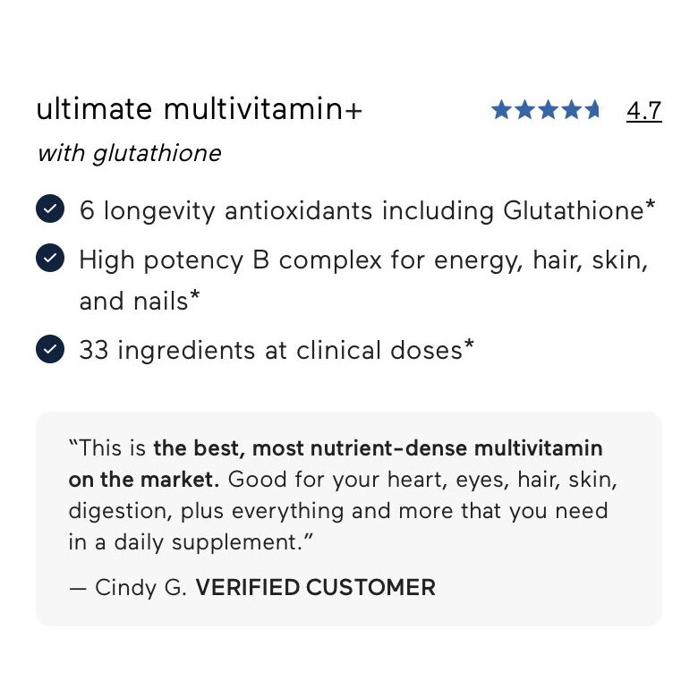 Mindbodygreen: one quote naming the main benefit, inside the buy box.