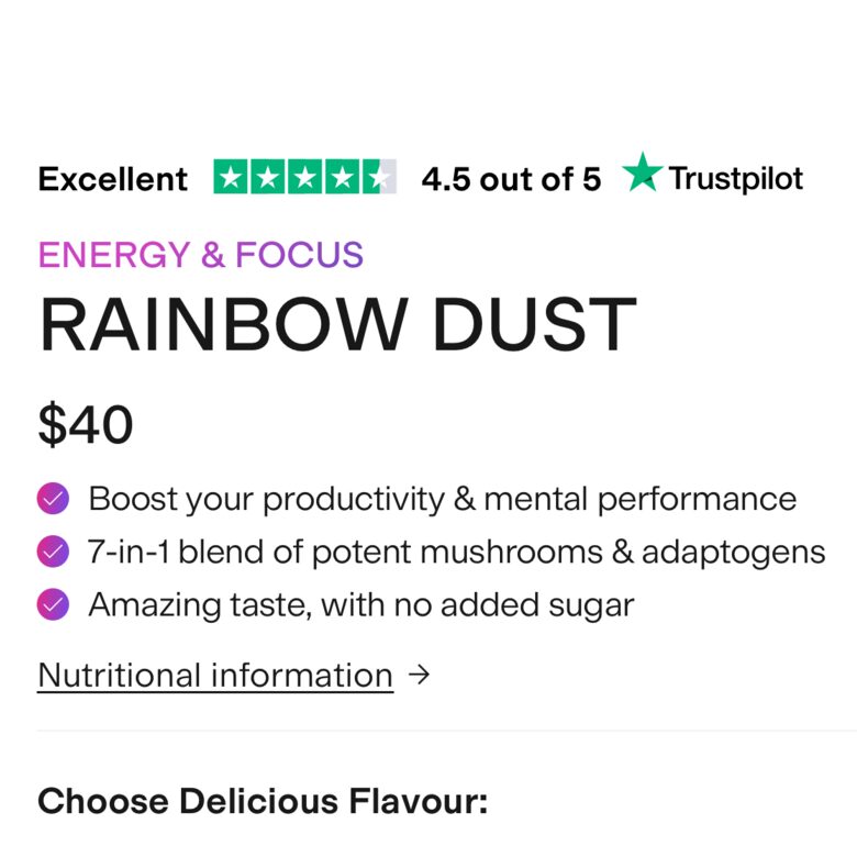 Spacegoods: 4.5 stars on Trustpilot, above the product name.