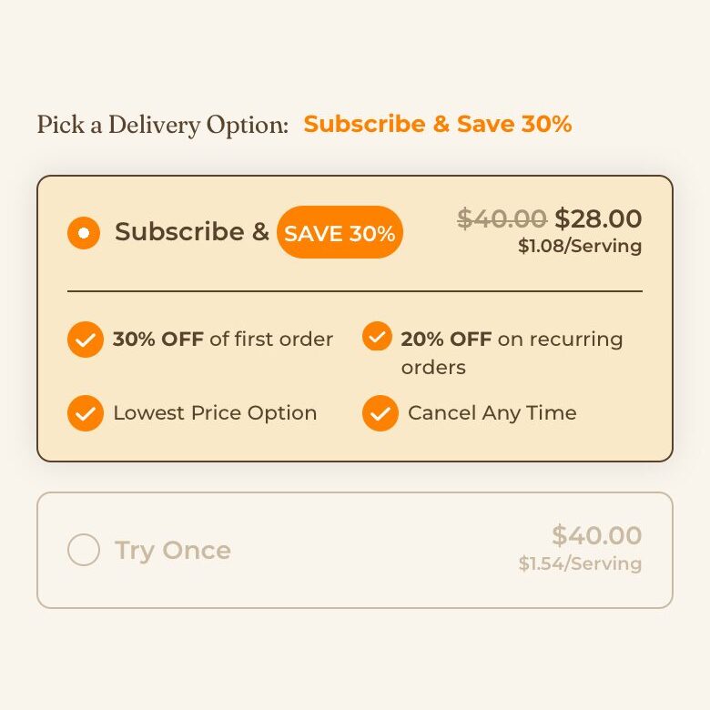 Four Sigmatic: Subscribe & Save at $28 above Try Once at $40.