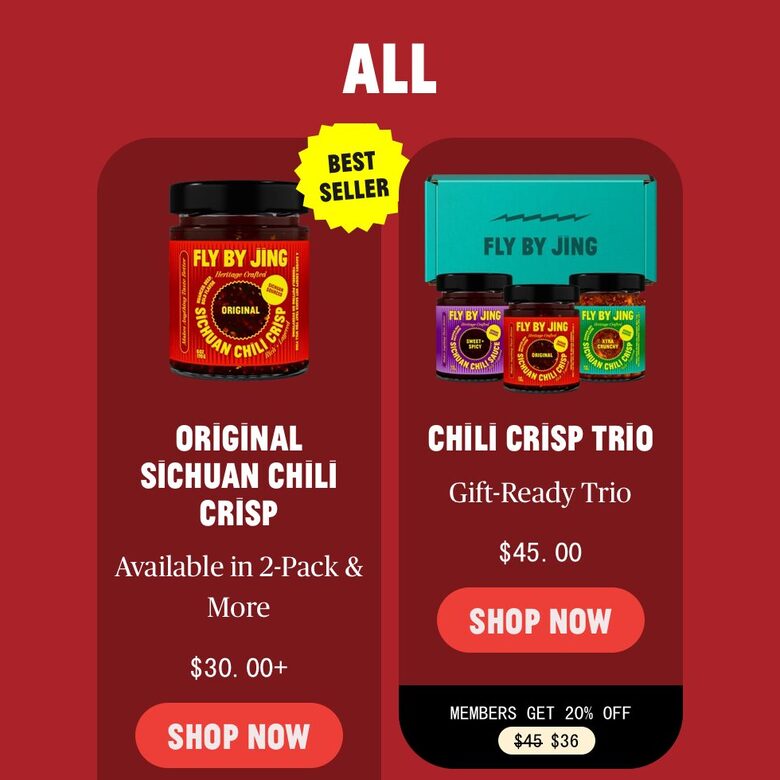Fly By Jing: one Best Seller sticker, the card beside it stays clean.